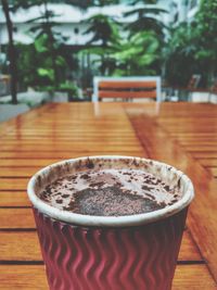 Close-up of hot chocolate on table