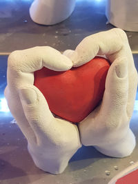 Close-up of heart shape on table