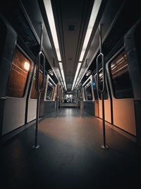 Interior of illuminated subway