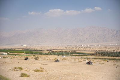 The border between israel and jordan against the backdrop of the aqaba mountains and the red sea