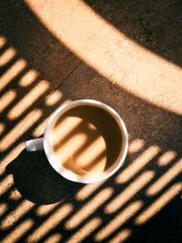 High angle view of coffee on table