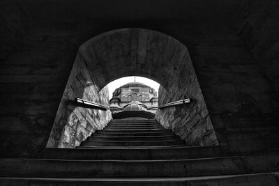 Low angle view of illuminated staircase in building