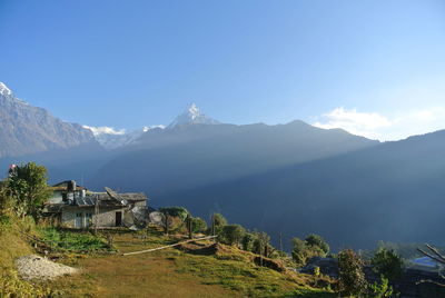 Scenic view of mountains against clear sky