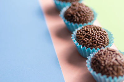 Close-up of cupcakes on table