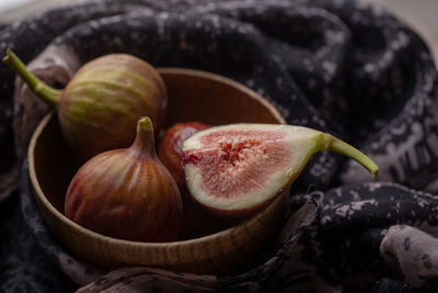 High angle view of fruits in bowl