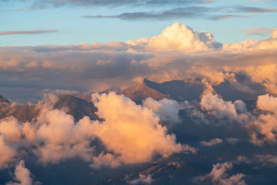 Beautiful sunset in the mountains of krasnaya polyana