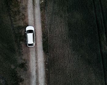 High angle view of traffic on road against wall