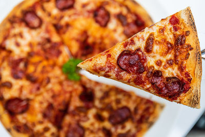 Close-up of pizza on plate