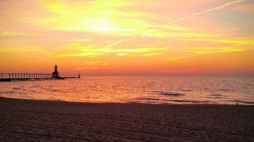 Scenic view of sea during sunset