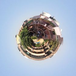 Low angle view of swimming pool against clear sky