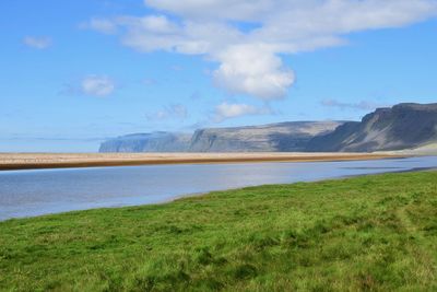 Scenic view of land against sky