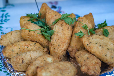 Close-up of food served in plate