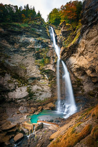 Scenic view of waterfall