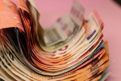 Close-up of books on table