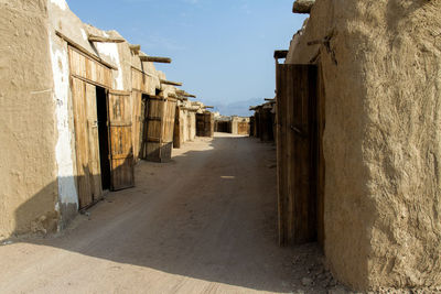 Empty alley amidst buildings in city