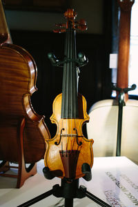 Close-up of violin for sale