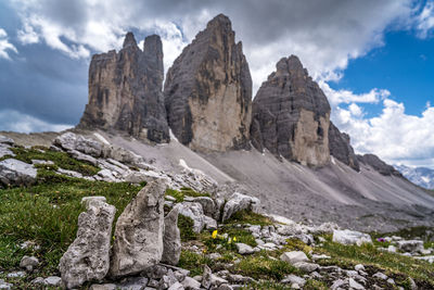 Scenic view of rocky mountains against sky