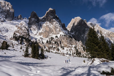 Scenic view of snowcapped mountains against clear sky