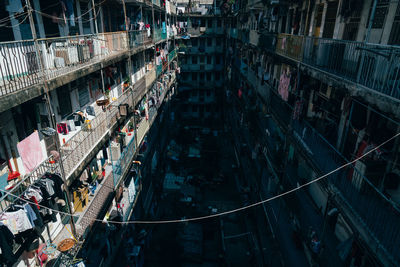 High angle view of residential building in city