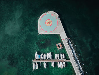 High angle view of swimming pool in lake