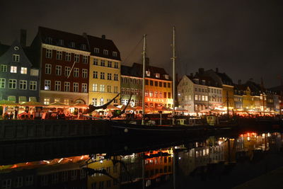 View of illuminated city at night