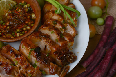 High angle view of salad in plate