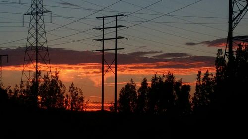 Electricity pylon at sunset