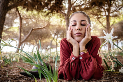 Portrait of beautiful young woman
