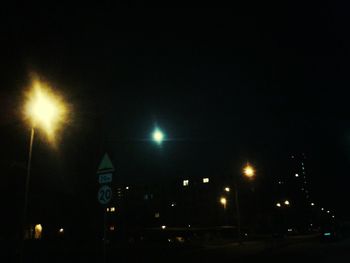 Street light on road at night