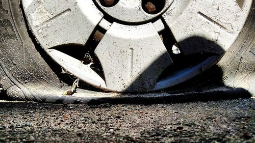 High angle view of motorcycle on street