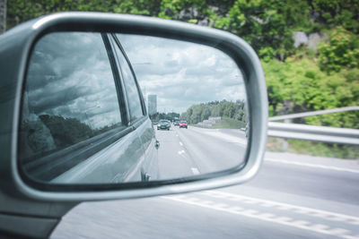 Reflection on side-view mirror