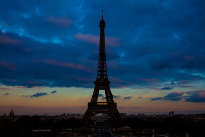 Tower against cloudy sky during sunset