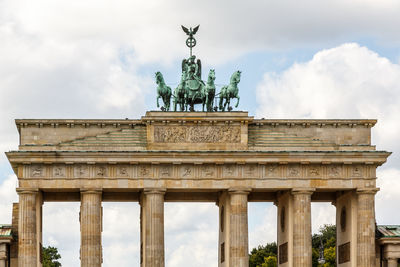 Low angle view of quadriga on the brandenburg gate