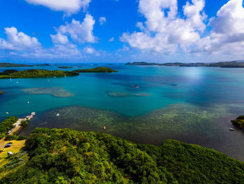 Scenic view of sea against cloudy sky