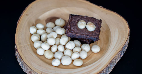 High angle view of eggs in container on table