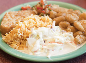 Close-up of meal served in plate