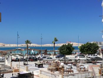 High angle view of buildings against sky
