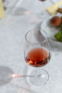 Close-up of beer glass on table