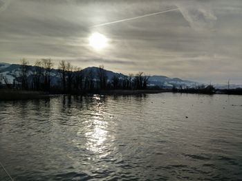 Scenic view of lake against sky