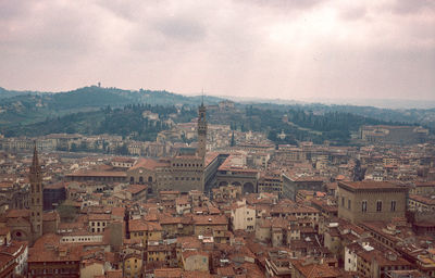 High angle view of townscape against sky