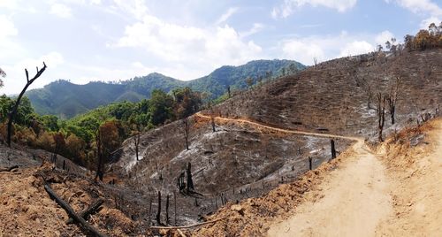Panoramic view of landscape and mountains against sky