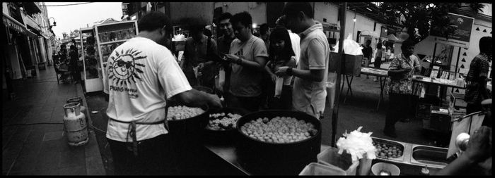 Group of people at market