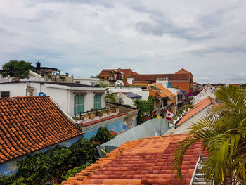 High angle view of townscape against sky