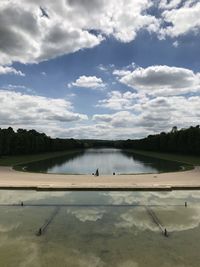 Scenic view of lake against sky