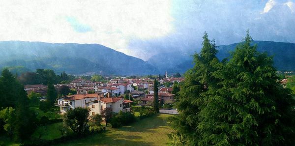 High angle view of town