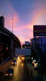 View of road at sunset
