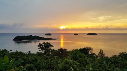 Scenic view of sea during sunset