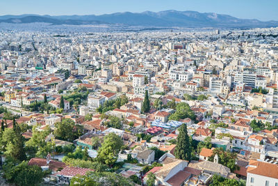 High angle view of townscape against sky