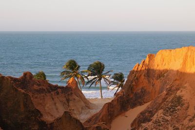 Scenic view of sea against clear sky