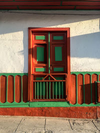 Closed door at entrance of historic building